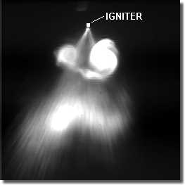 Igniter Zündung aufgenommen mit einer Hochgeschwindigkeits­kamera